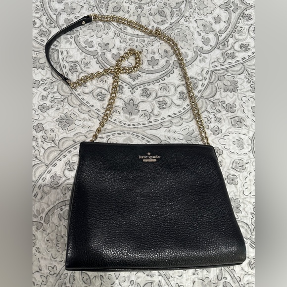Kate Spade - Black Leather Shoulder / Crossbody Bag - has a little sparkle - Picture 3 of 11